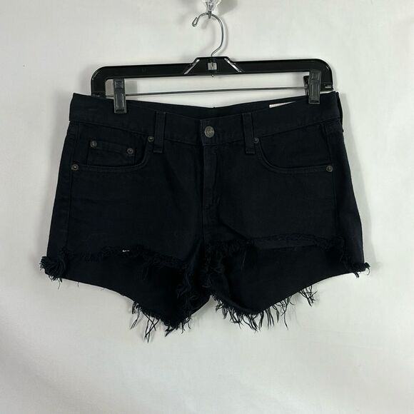 Rag and Bone Black Raw Edge Denim Shorts - Picture 1 of 4